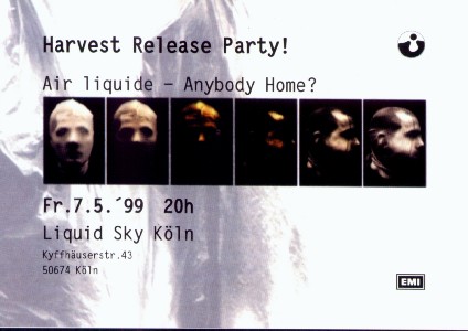 anybody home? flyer album release party 07.05.1999 liquid sky cologne. 424x300.